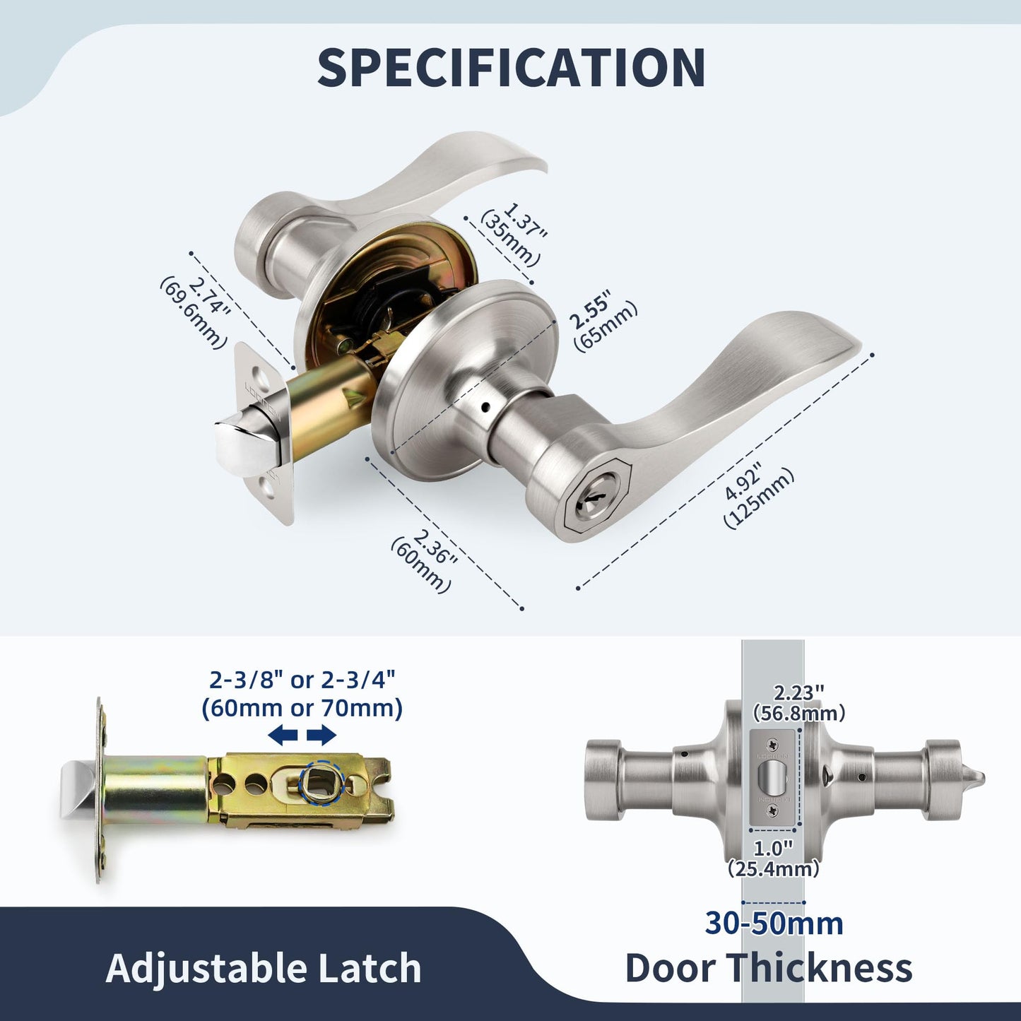 10 Pack Keyed Entry Door Handles by LOQRON