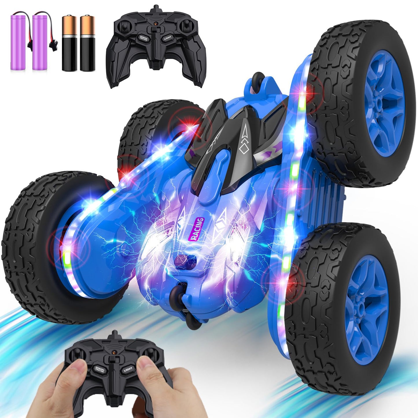 TOY Life Kids Stunt Remote Control Car 2.4G HZ Remote Control Cars RC Stunt Car Remote Control Toys for Boy & Girl RC Stunt Car Double Sided 360° Rotating Cars Birthday for Kids