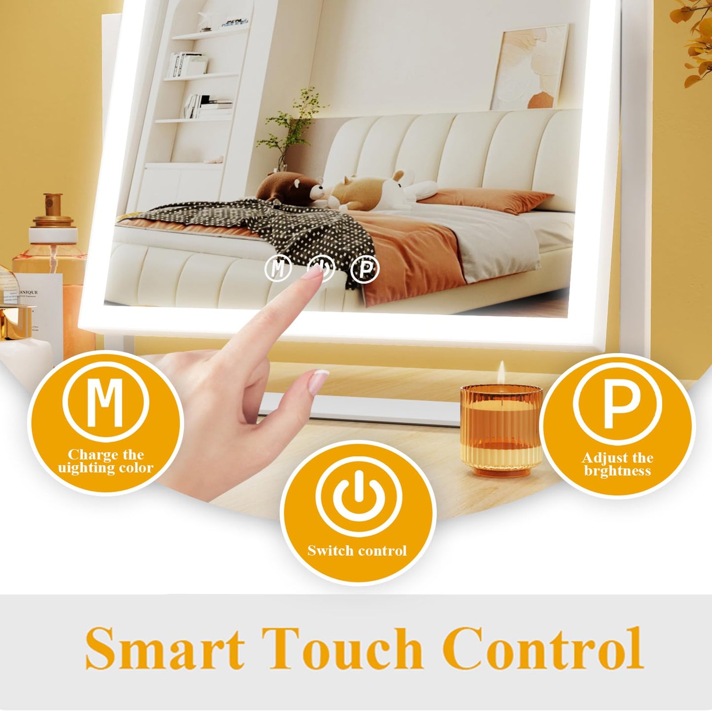 Hollywood Makeup Mirror with LED Lights & 360° Rotation