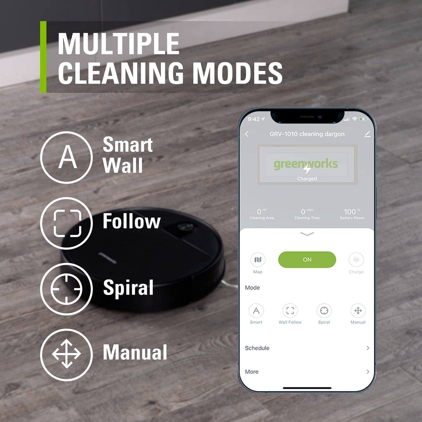 Greenworks Robotic Vacuum with Wi-Fi and Suction Power