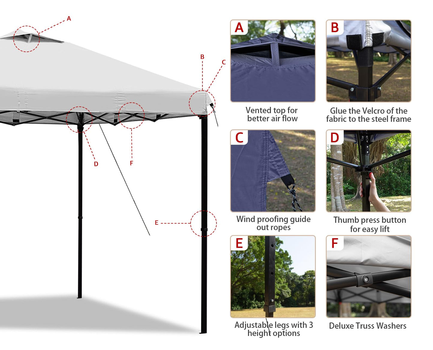 10x10 Pop Up Canopy Tent with Carry Bag
