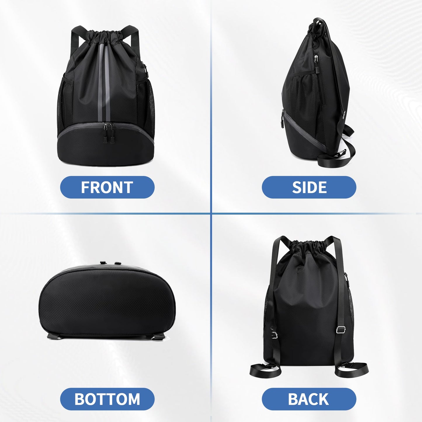 Drawstring Swim Backpack with Shoe Compartment
