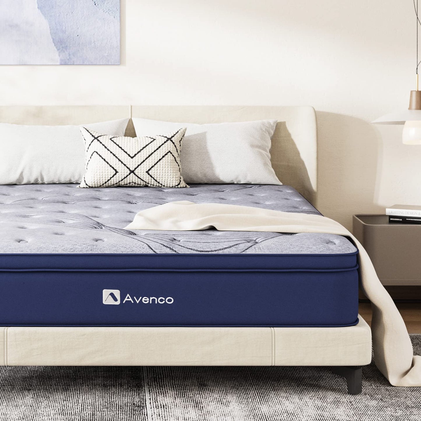 Avenco Mattress Full Size, 12 Inch Full Mattress Hybrid, Medium Firm Full Mattress in a Box for Pressure Relief and Sound Sleep, Wrapped Coils and CertiPUR-US Foam, Soft Breathable Fabric