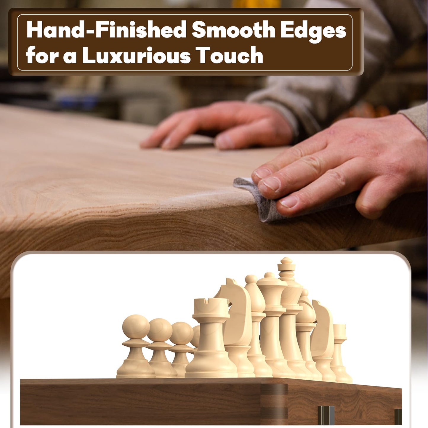 15" Magnetic Wooden Chess and Checkers Set