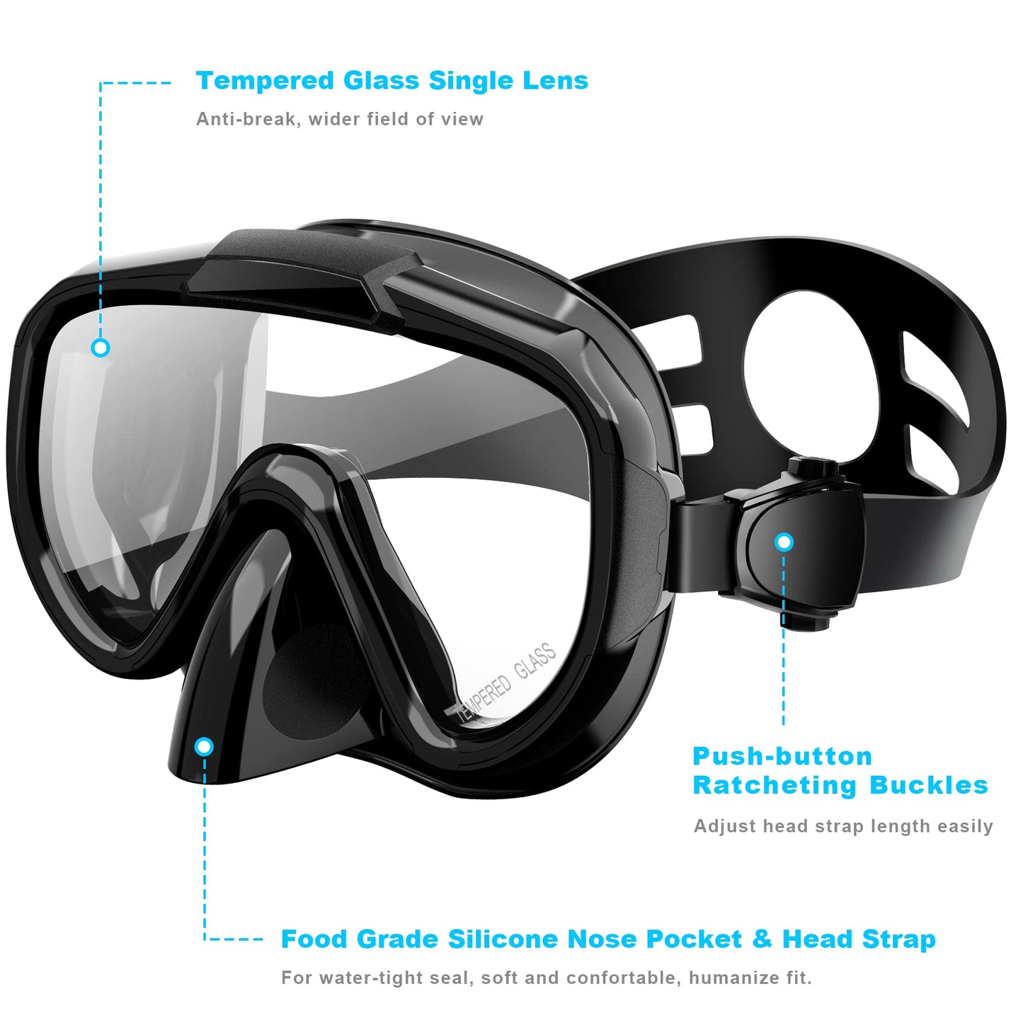Dry Top Snorkel Set for Adults - Anti-Leak