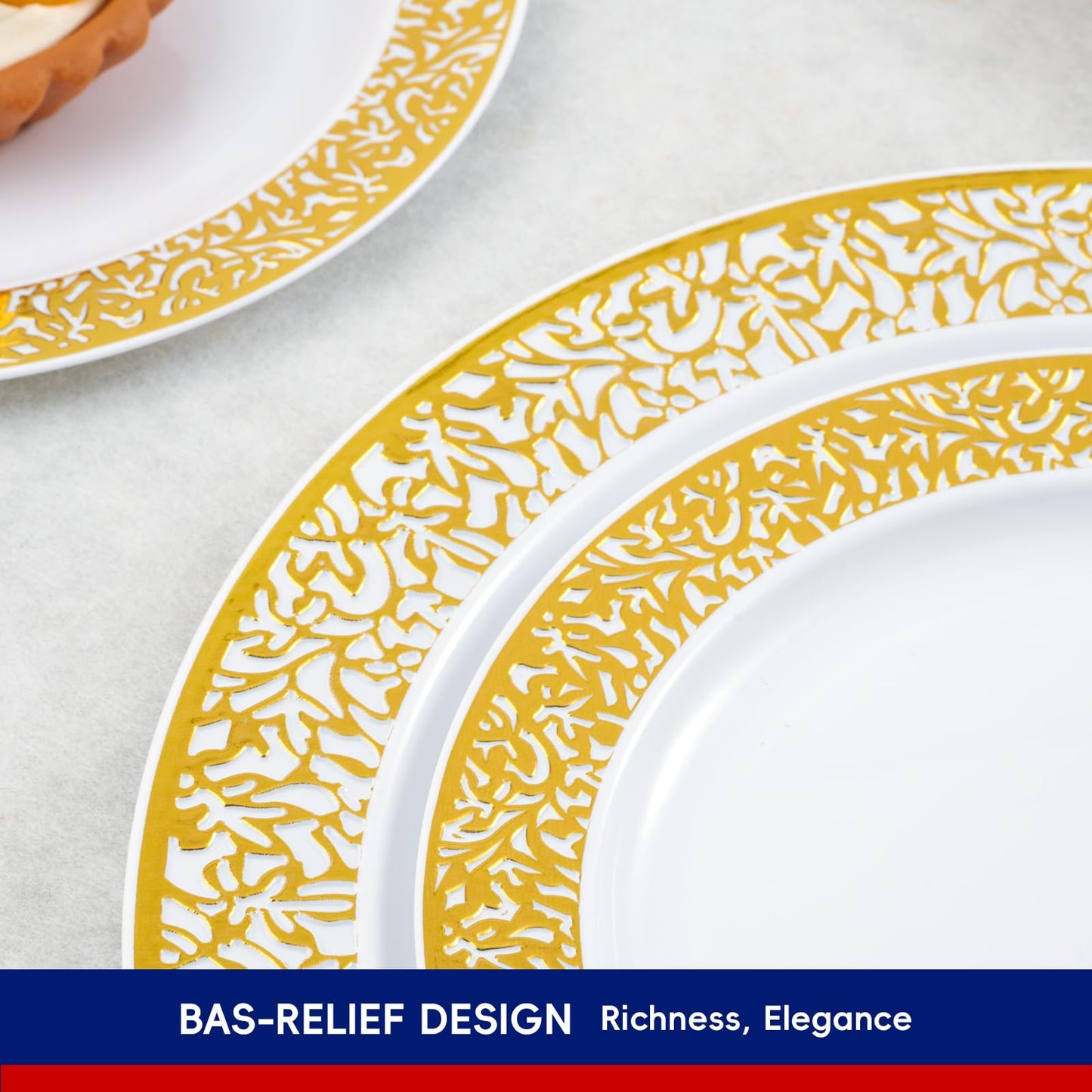 150 Count Gold Disposable Dinnerware Set for Parties