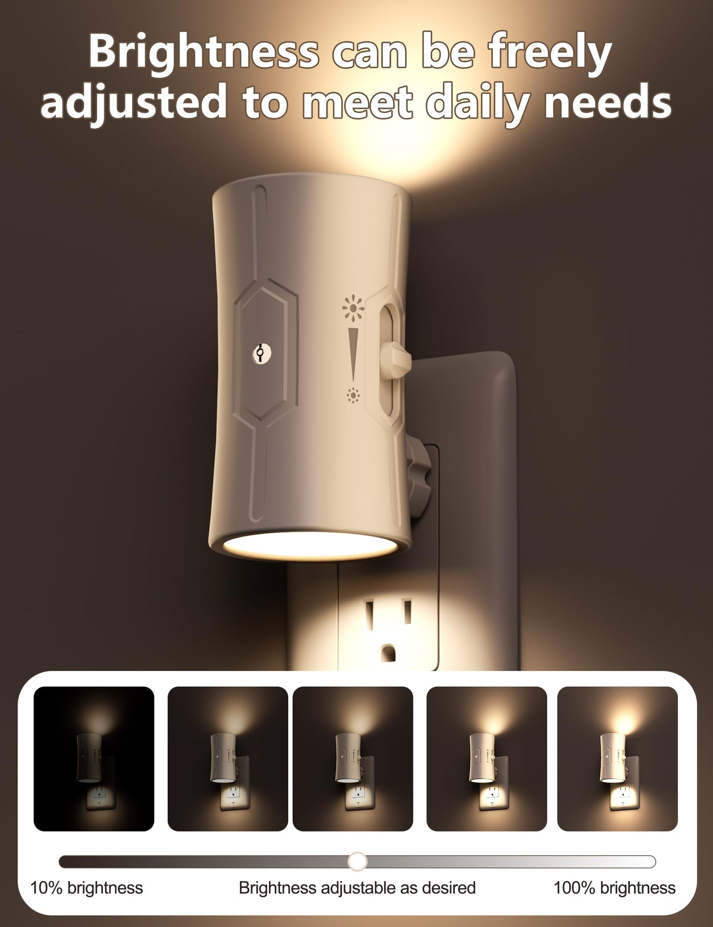 2 Pack LED Night Lights with Adjustable Brightness