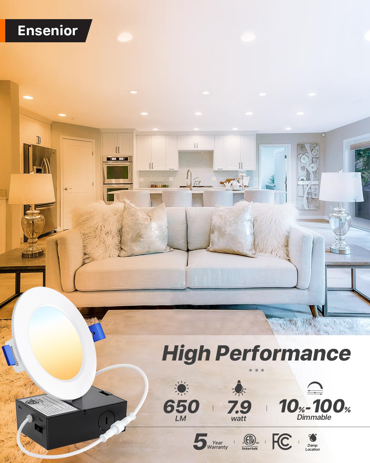 Ensenior 4-Pack Ultra-Thin LED Recessed Lights