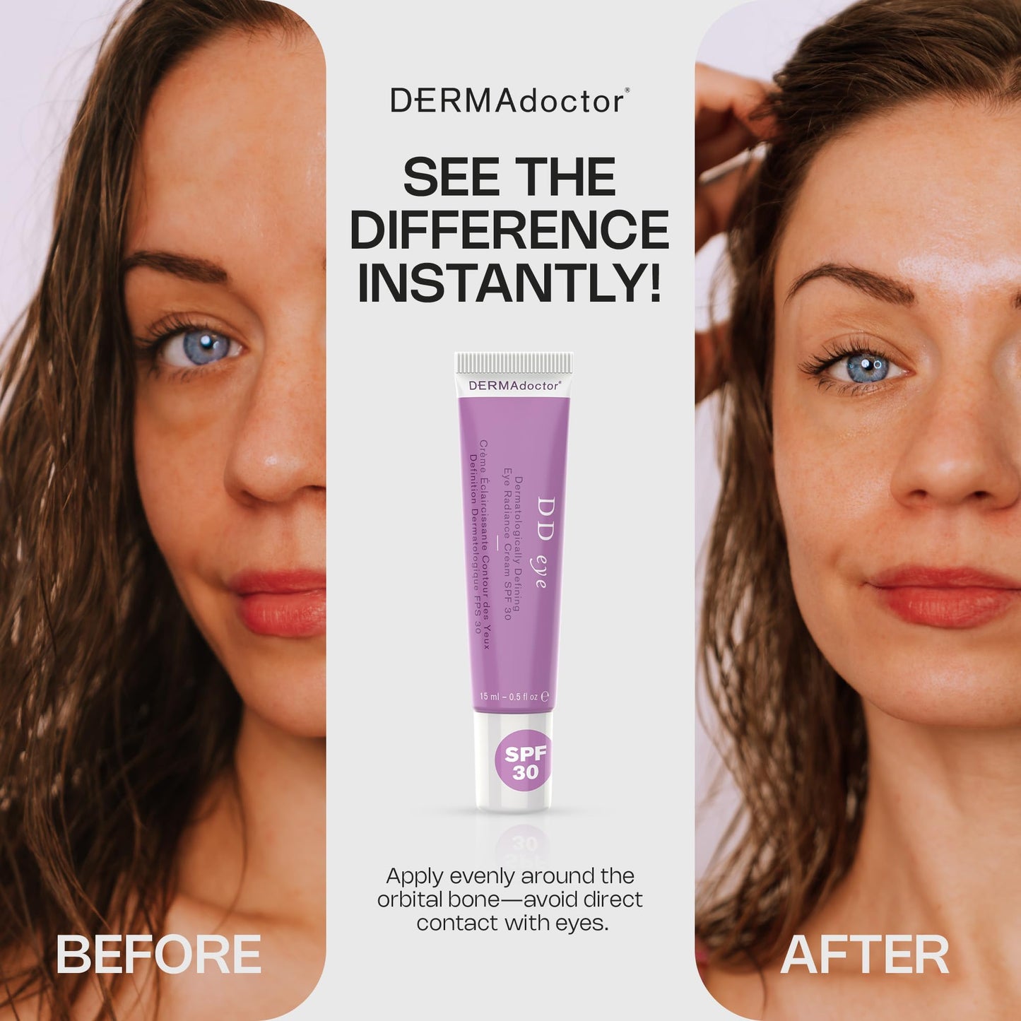 DERMAdoctor DD Caffeine Eye Cream for Dark Circles, Illuminator, Anti Aging, Eye Cream with SPF 30 for Puffiness, Bags Under Eyes, Defining Radiance Under Eyes Cream; Dermatologist Formulated - 0.5 oz