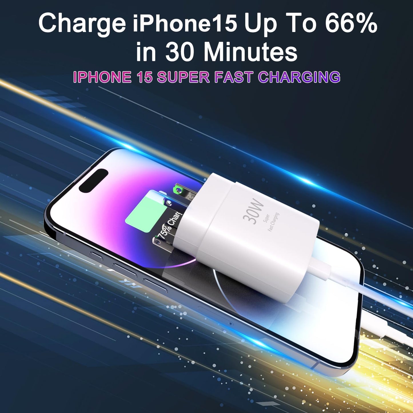 iPhone 15 Pro Charger Fast Charging-30W USB C Fast Charger Block with 10ft Long USB C Charging Cable Cord for iPhone 15/15 Pro/15 Pro Max/15 Plus, iPad 12.9/11/10.9, Samsung Galaxy S24Ultra-3 Pack