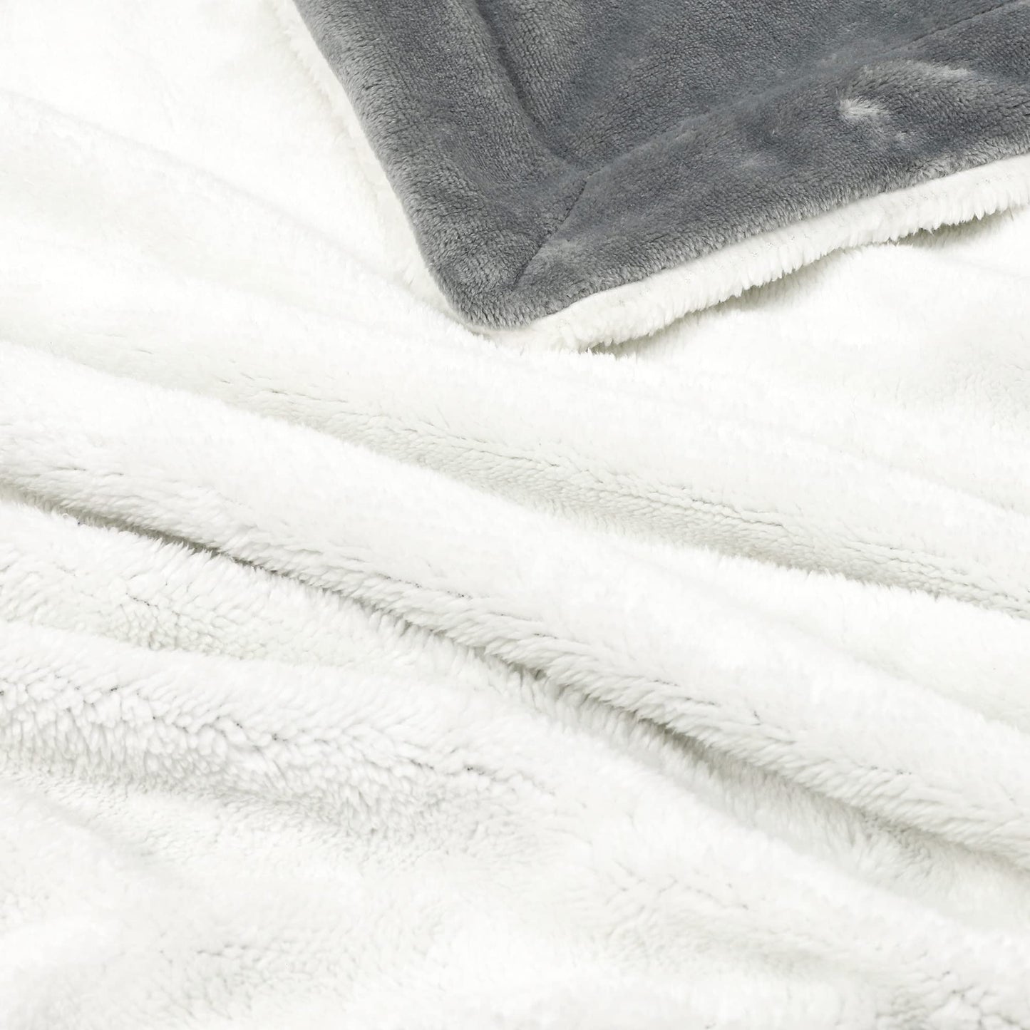 TILLYOU Reversible Plush Sherpa Fleece Kids Blanket for Boys Girls, 50"x60" - Fuzzy Fluffy Warm Throw Blanket for Couch Bed Sofa, Gray