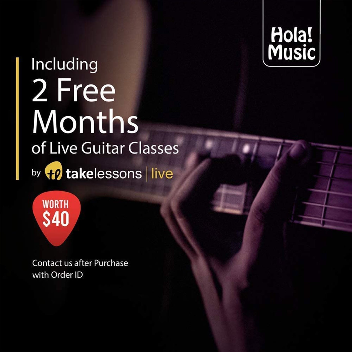 Classical Guitar with Soft Nylon Strings by Hola! Music, Full Size 39 Inch Model HG-39GLS, Natural Gloss Finish - FREE Padded Gig Bag Included
