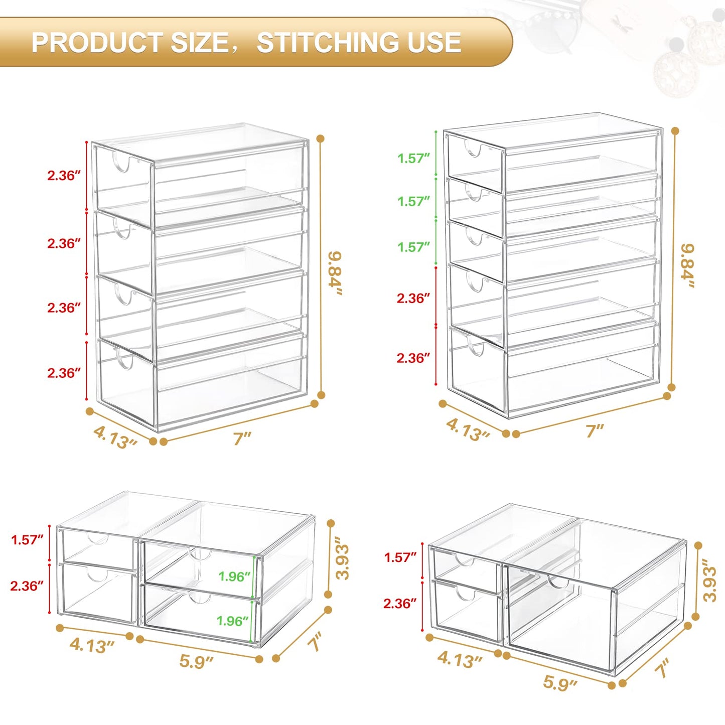 Makeup Organizer with 16 Drawers for Accessories