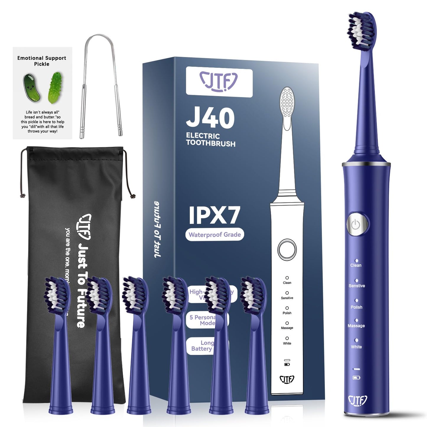 Electric Toothbrush with 6 Brush Heads and Timer