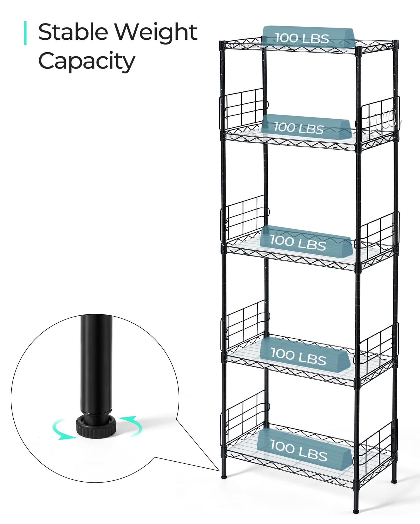 5-Tier Heavy Duty Metal Storage Shelf
