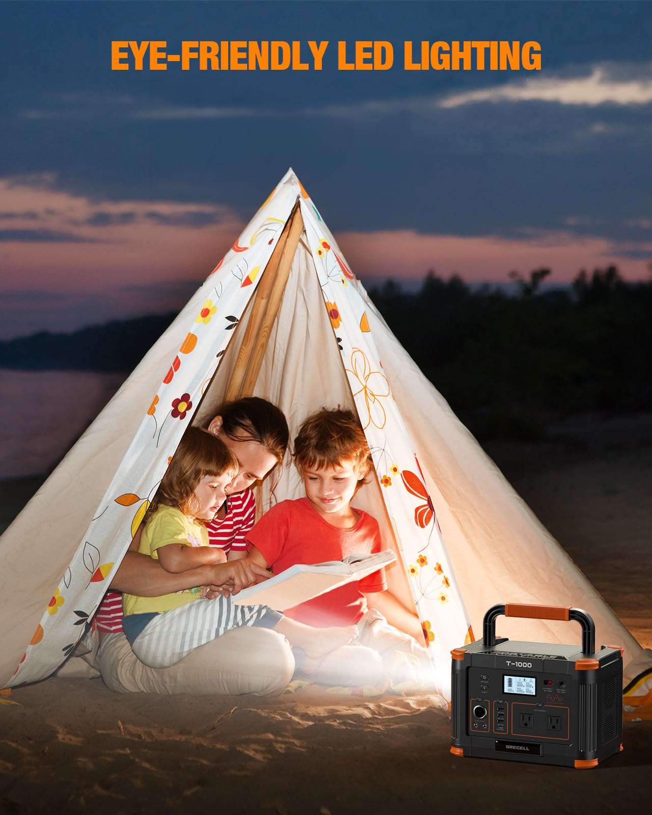1000W GRECELL Portable Solar Generator with AC Outlet