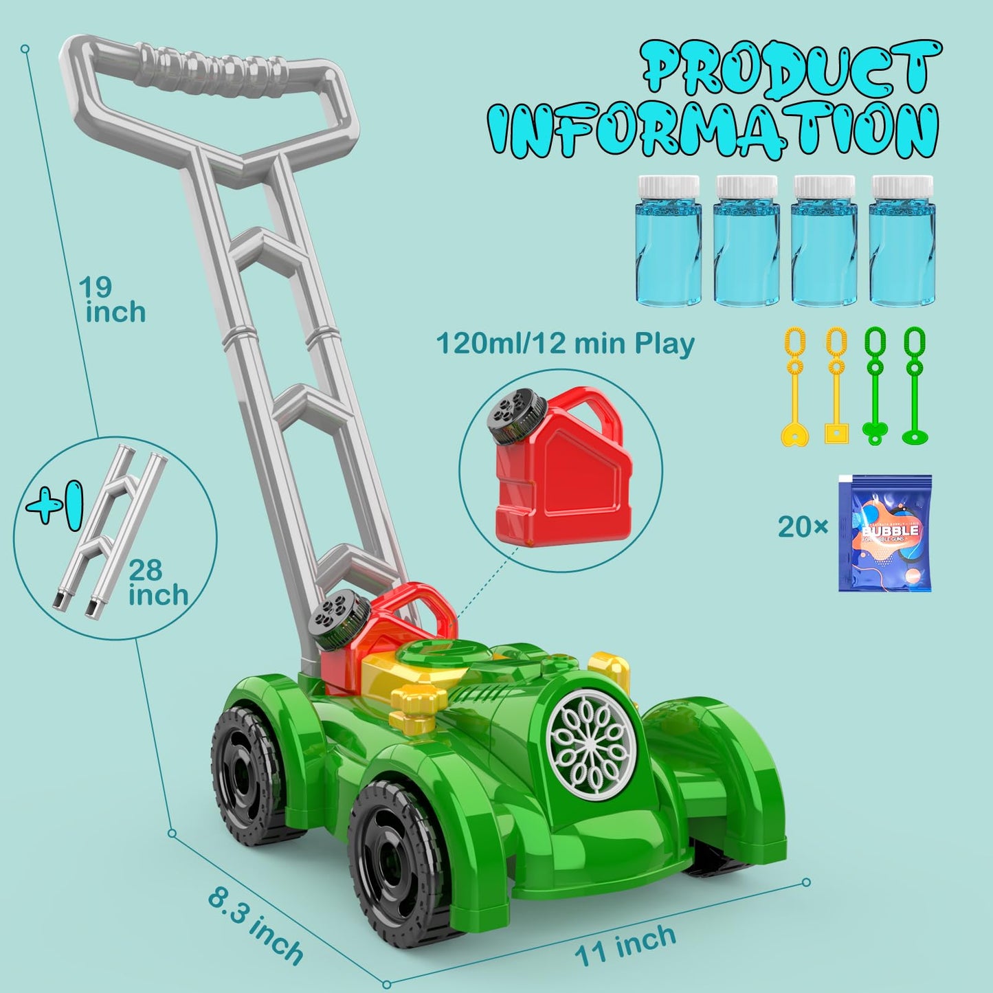Bubble Lawn Mower Toy for Toddlers 3+ Years