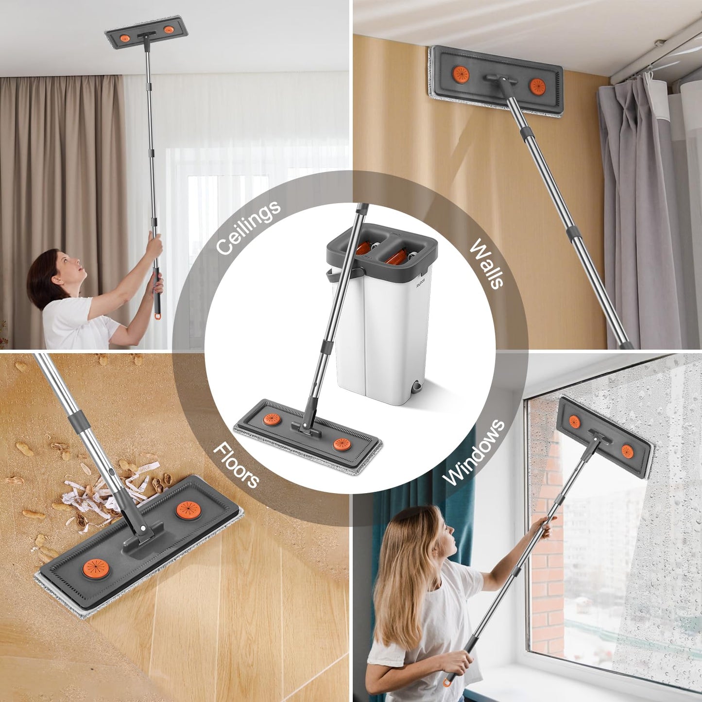 61" Flat Mop and Bucket Cleaning System