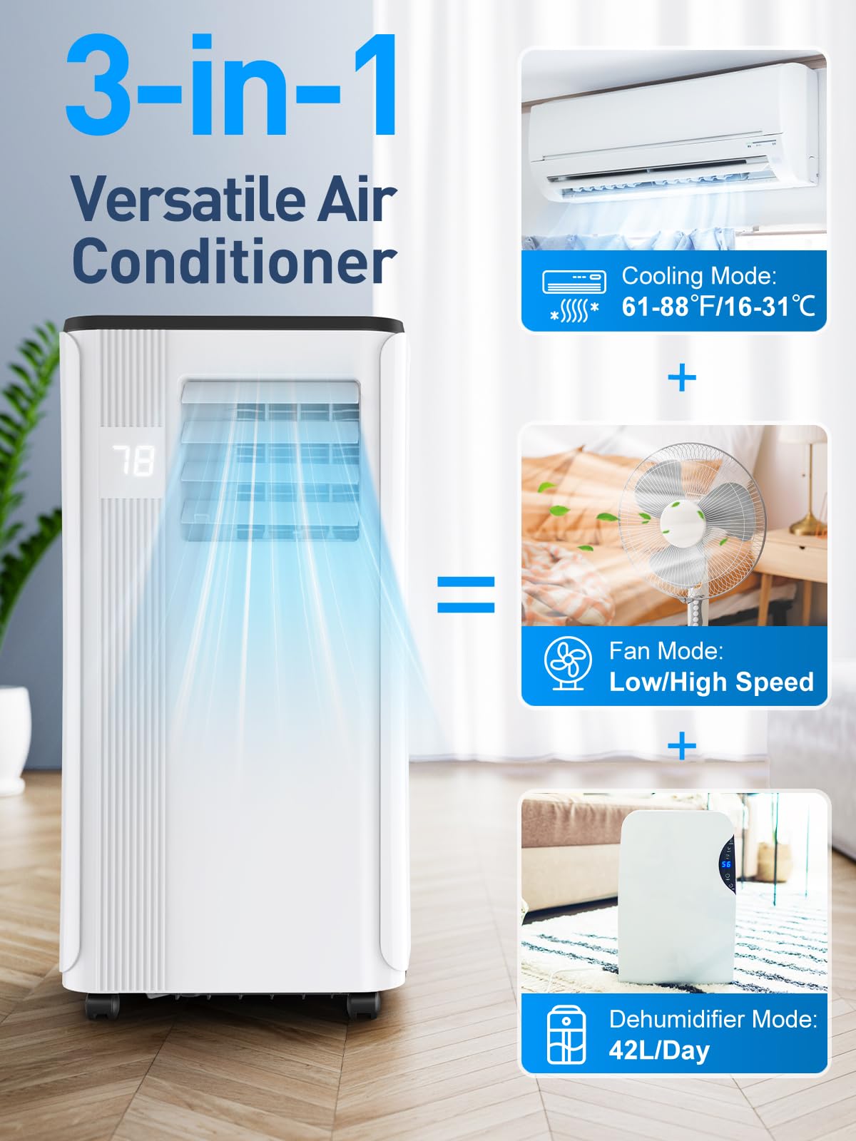 10000 BTU Portable Air Conditioner for 450 Sq Ft