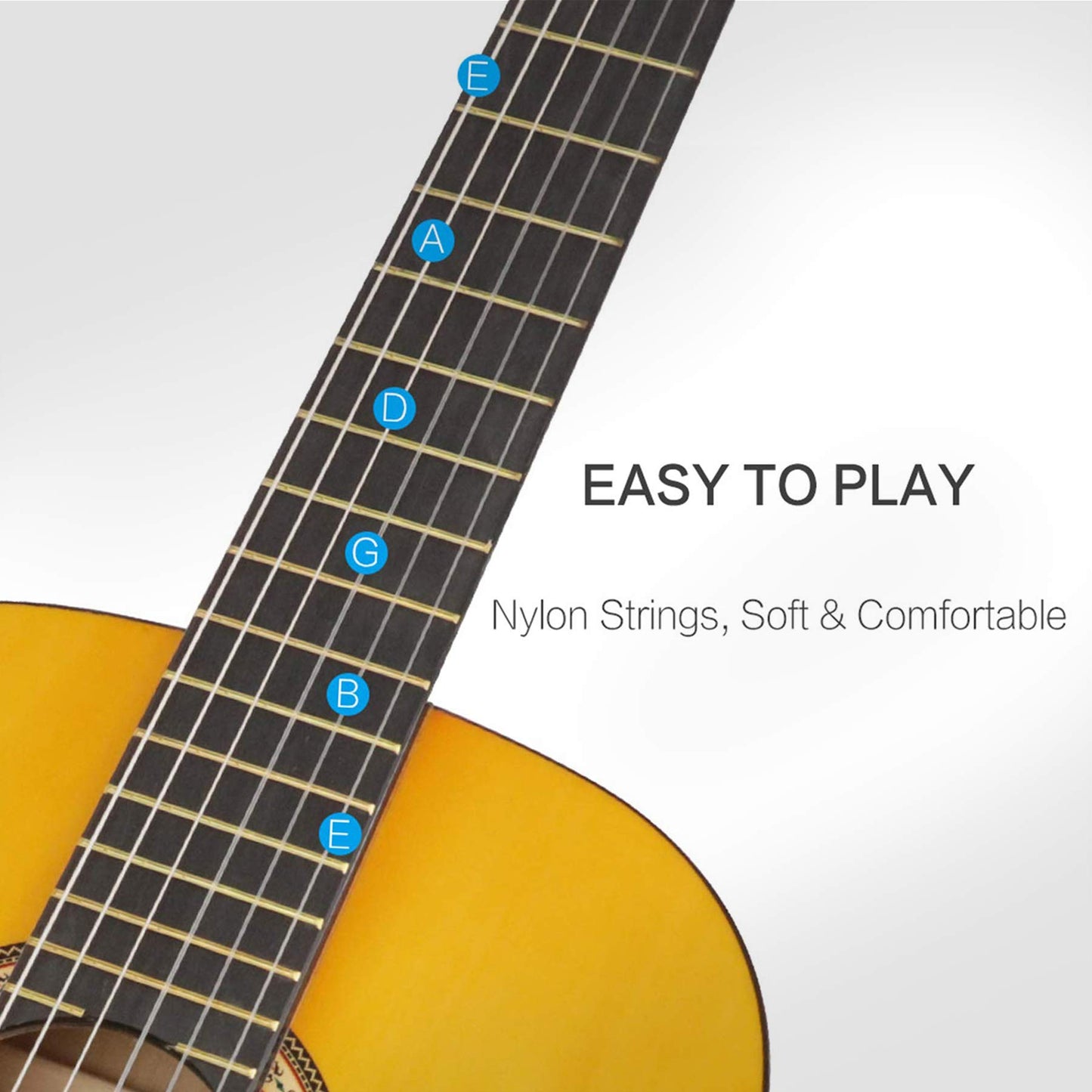 HUAWIND 39 Inch Classical Guitar Full Size Acoustic Guitar Nylon Strings Guitar for Beginners Adults
