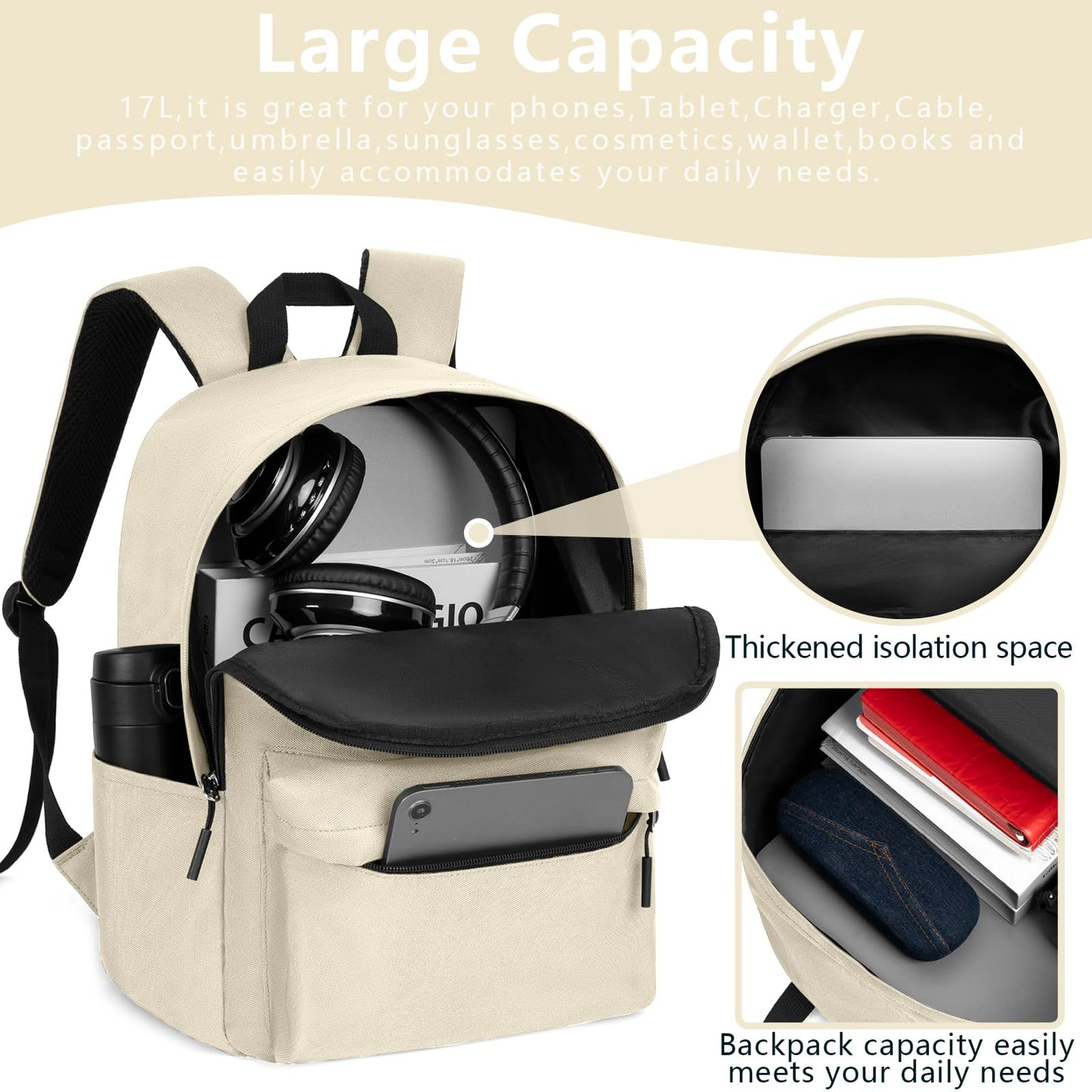 IPEB Waterproof Casual Backpack for School Travel