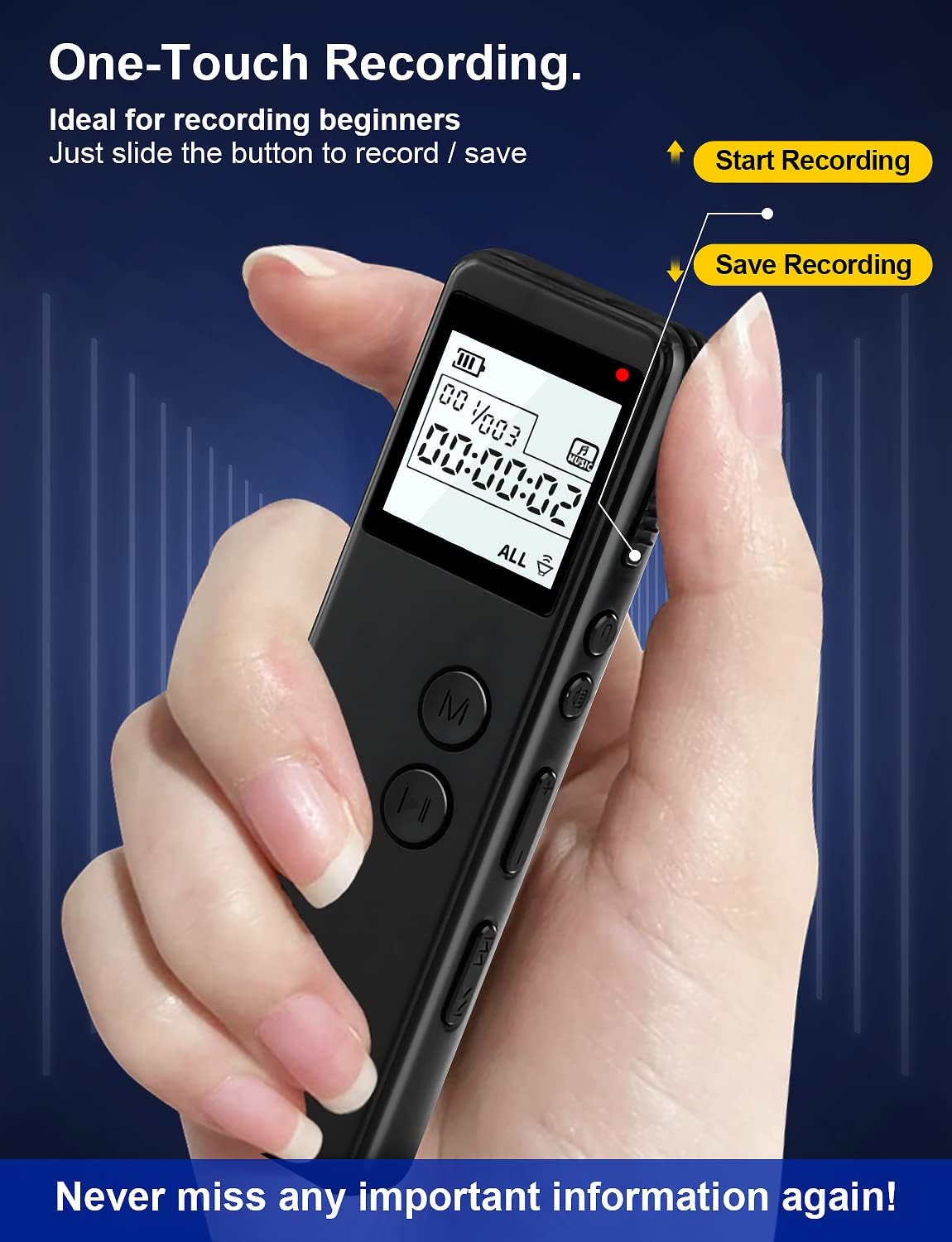 64GB Voice Activated Digital Recorder for Lectures