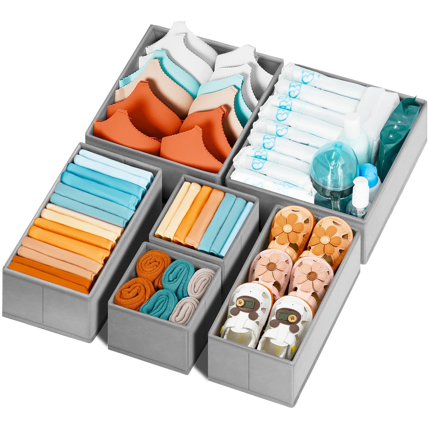Drawer Organizer Bins for Clothes - 6 Pack