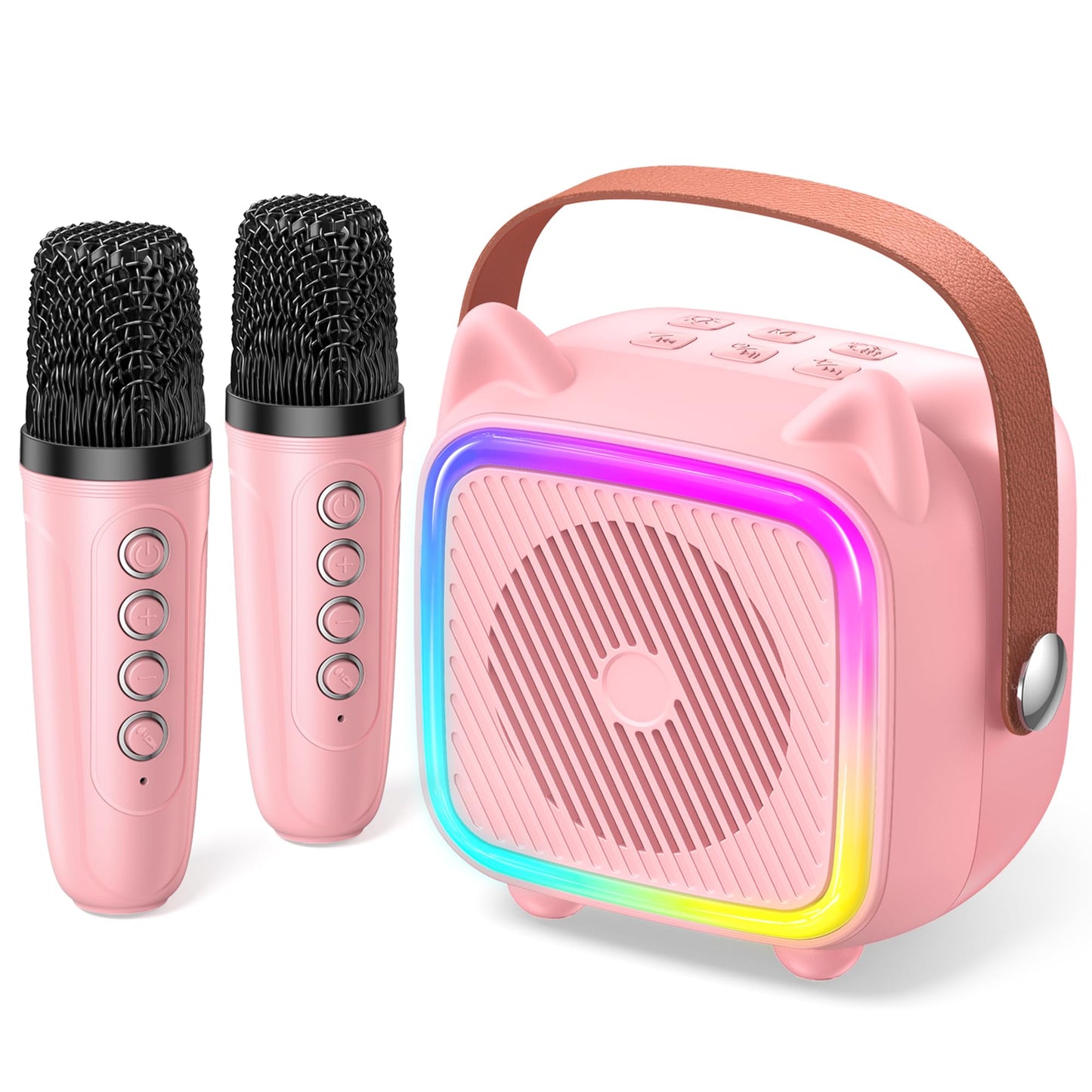 Mini Karaoke Machine with 2 Wireless Microphones