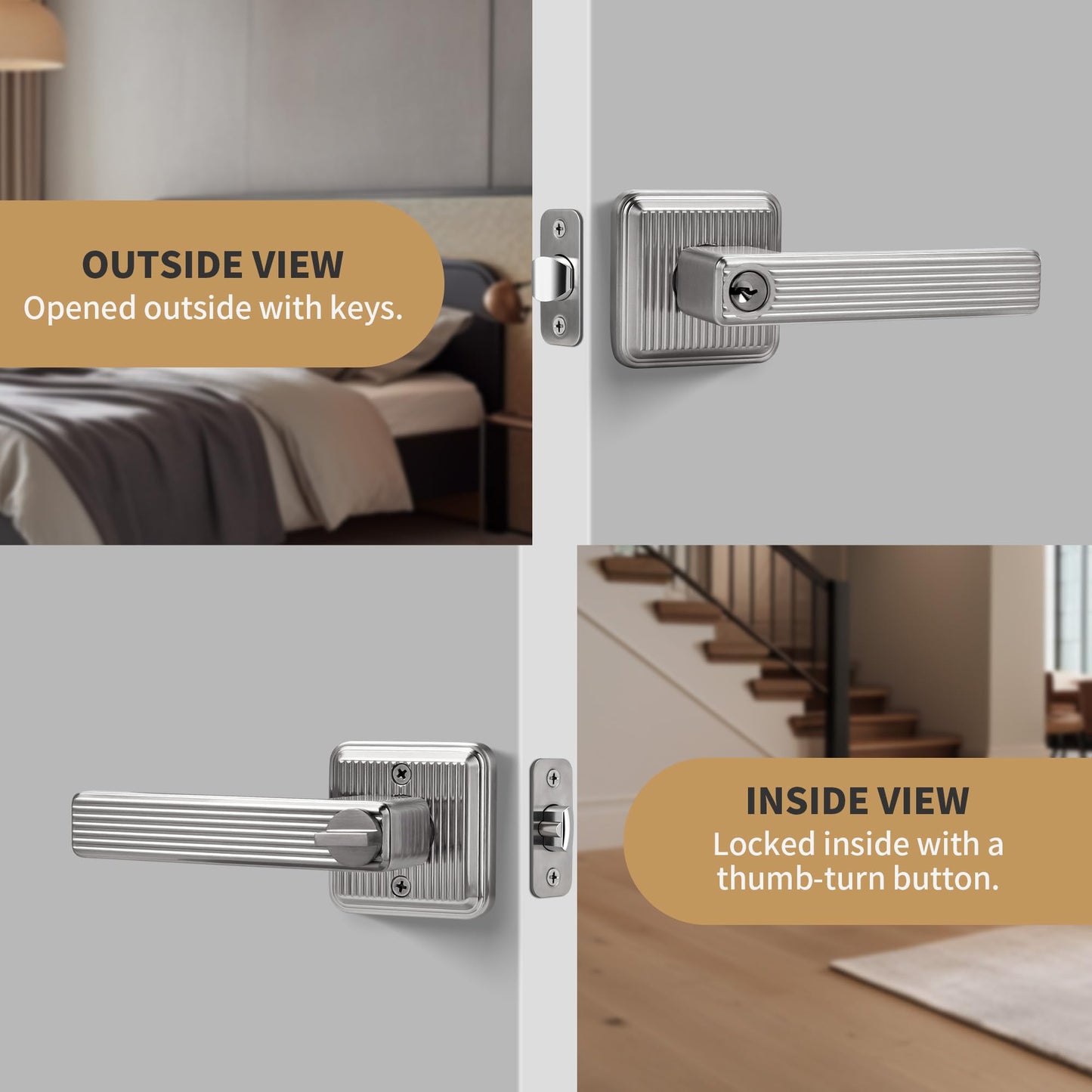 Heavy Duty Keyed Entry Door Handle - Satin Nickel