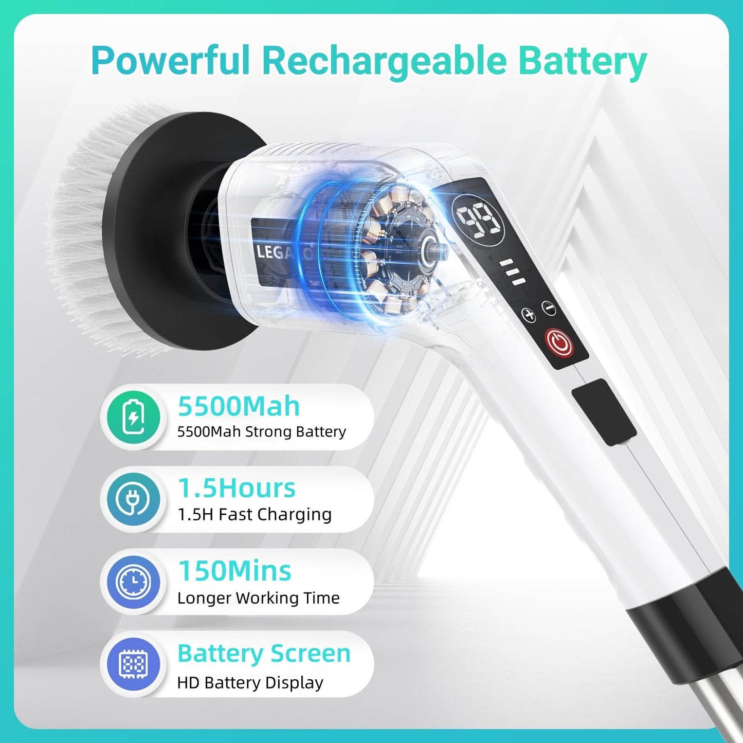Electric Spin Scrubber with 8 Replaceable Brush Heads