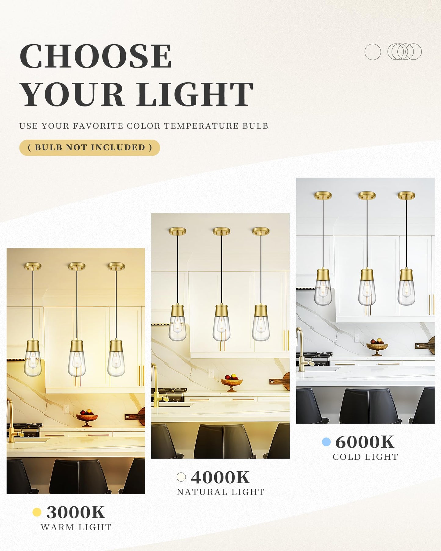 Gold Pendant Light Fixture for Kitchen Island