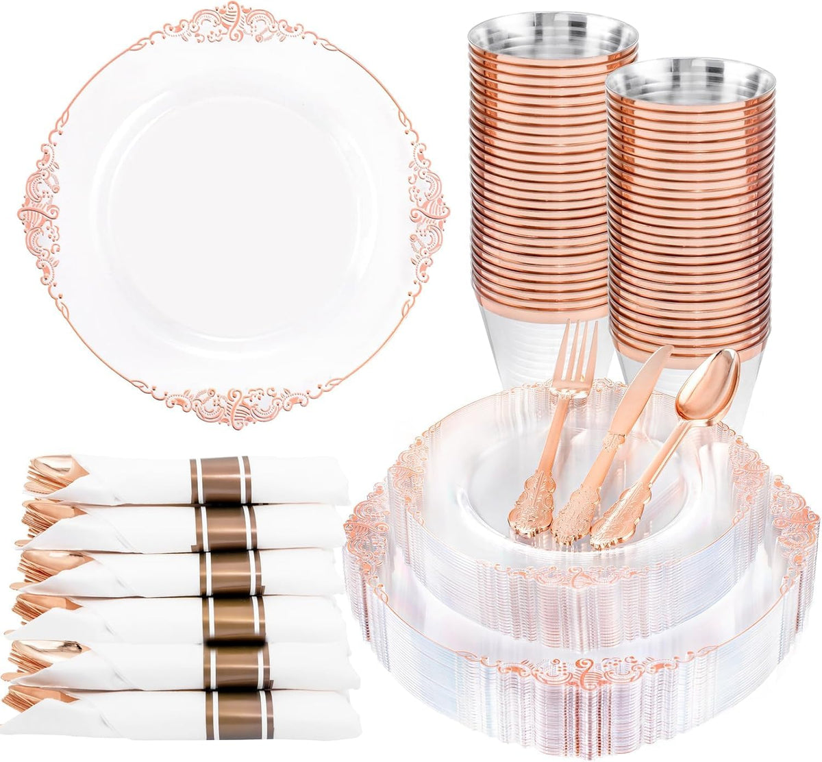 175 Piece Disposable Dinnerware Set for 25 Guests