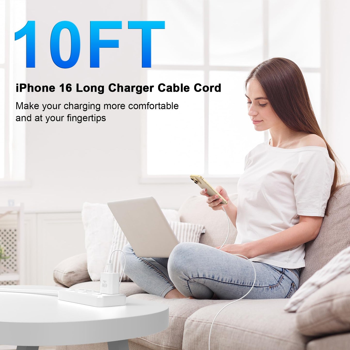 iPhone 16 Pro Max Fast Charger 10FT Cable