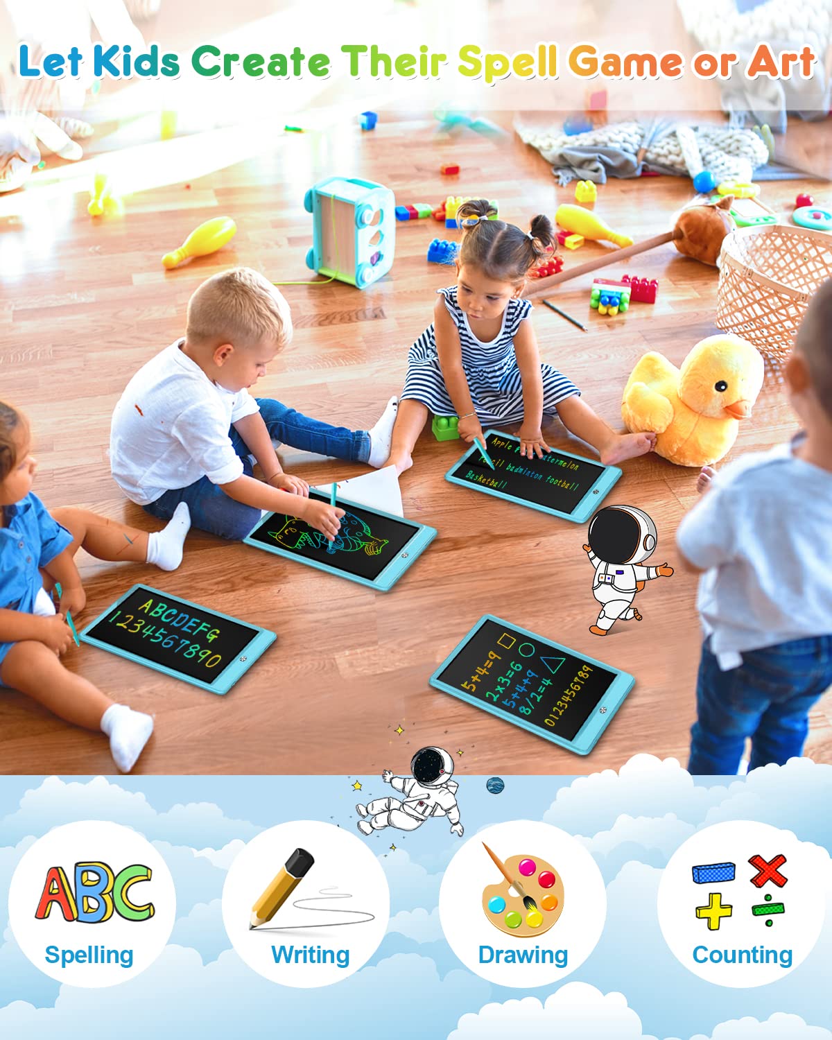 FLUESTON 10-Inch LCD Writing Tablet for Kids