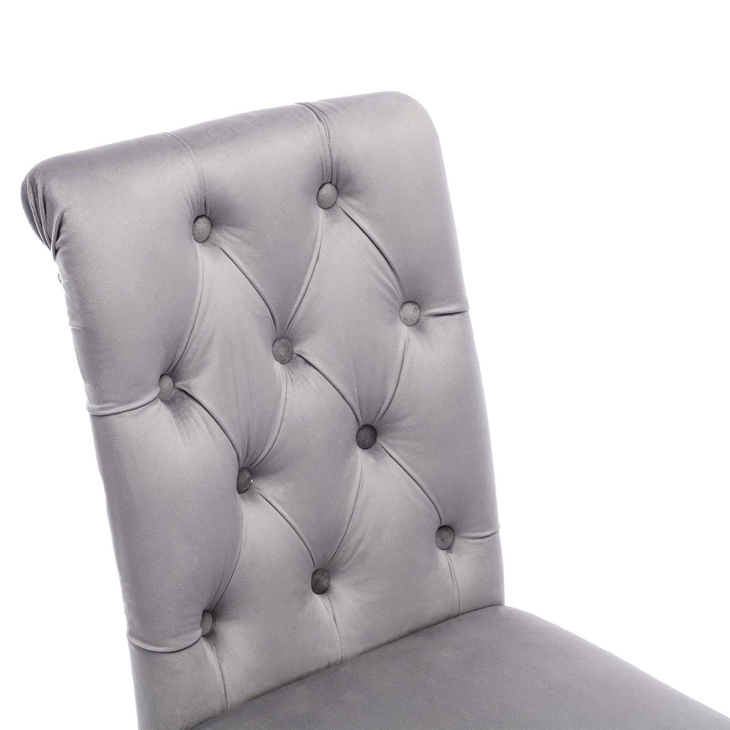 chairus Dining Chairs Set of 2 Mid Century Modern Living Room Chairs with Button Tufted High Back Velvet Armless Chair Comfy Upholstered Side Chairs for Kitchen/Restaurant/Bedroom, Grey