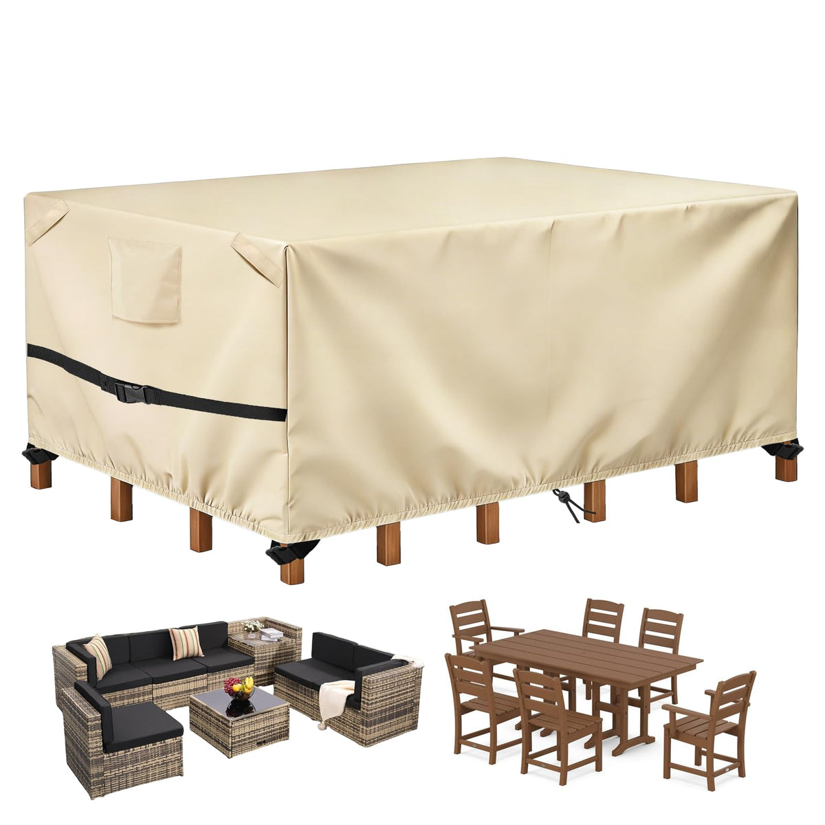 Heavy Duty Waterproof Rectangular Patio Furniture Cover