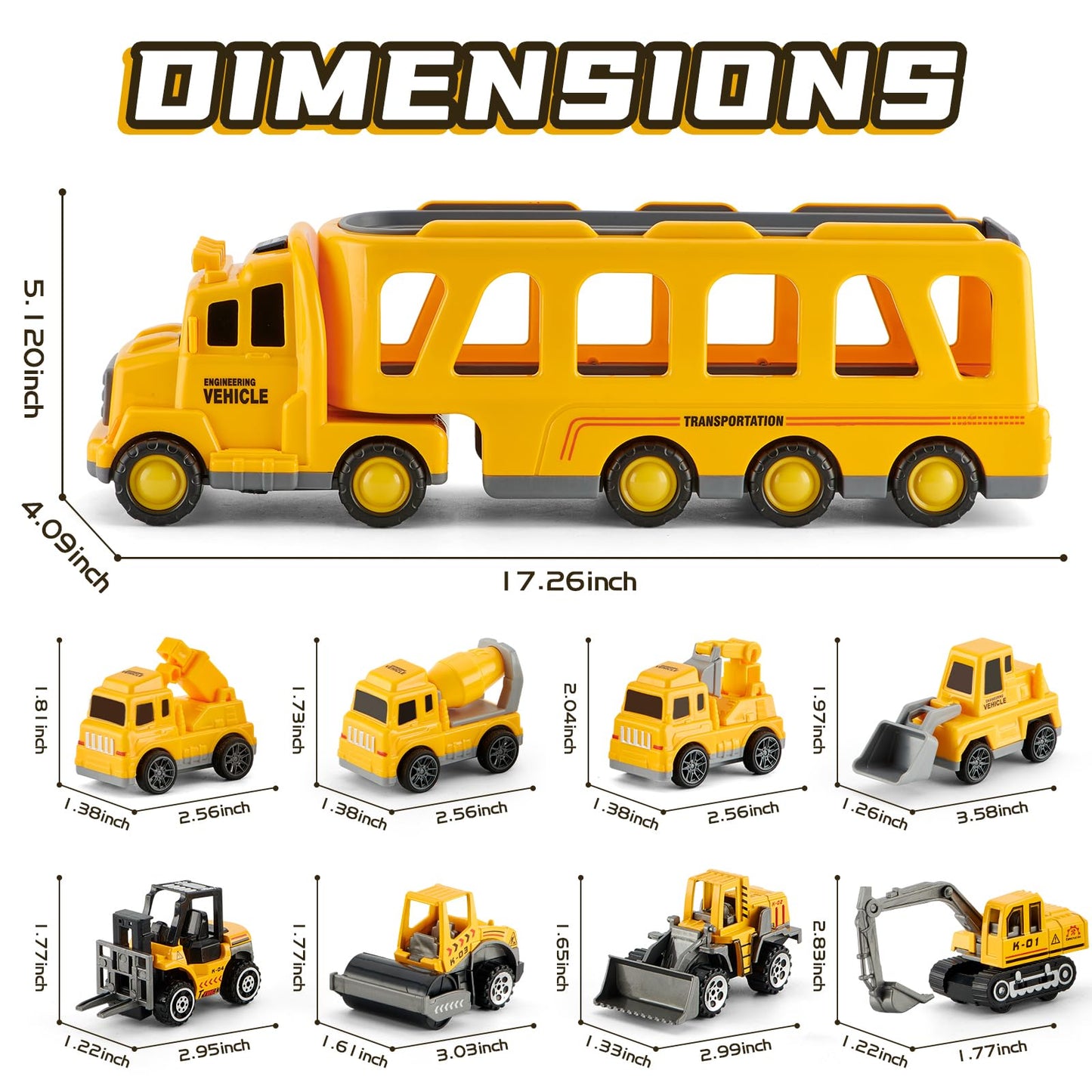 Die-cast Construction Car Carrier Toy Set