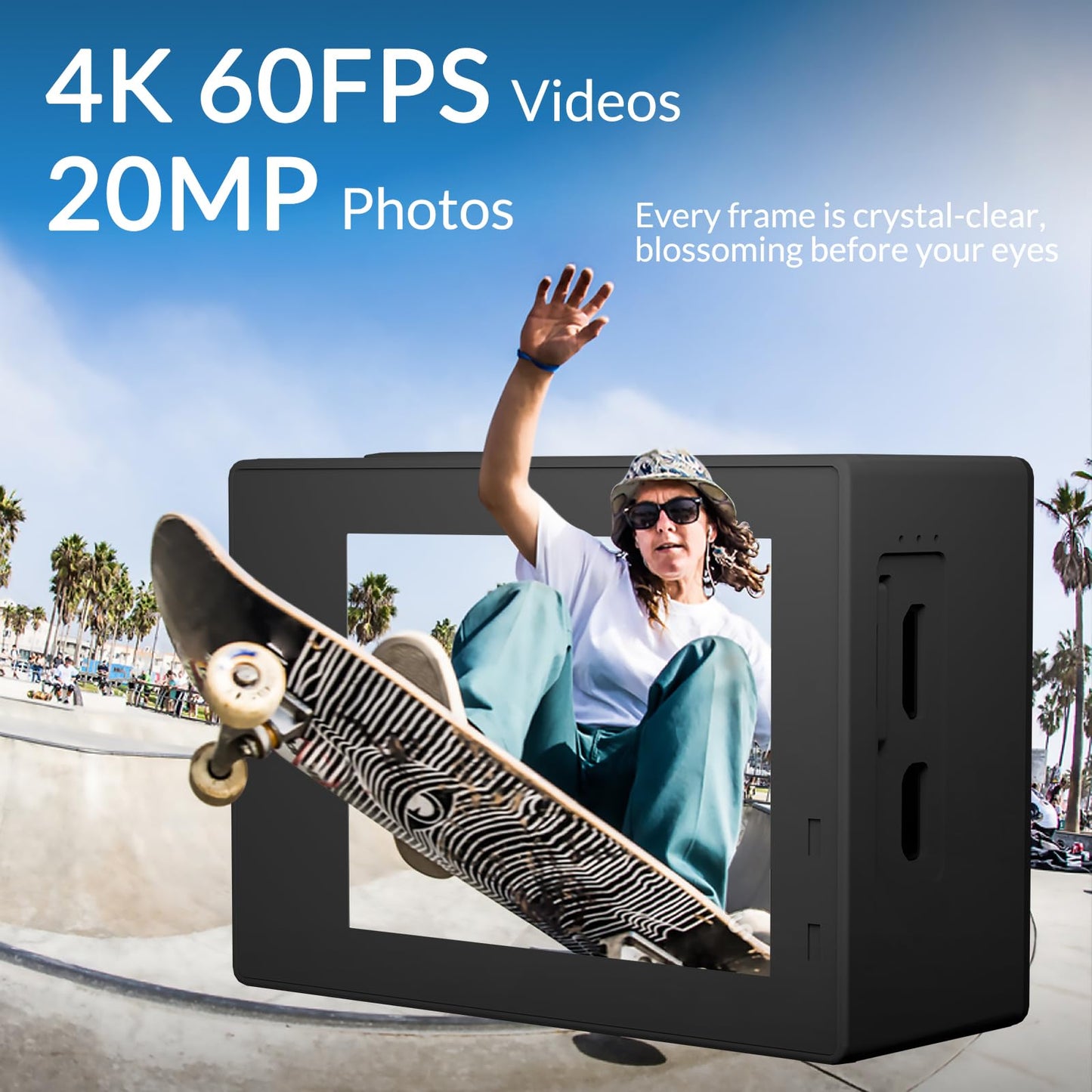 icefox Action Camera 4K Underwater Camera External Microphone Waterproof 40M Ultra HD 20MP Camera 170 ° Ultra Wide Angle WiFi Camcorder, Gray