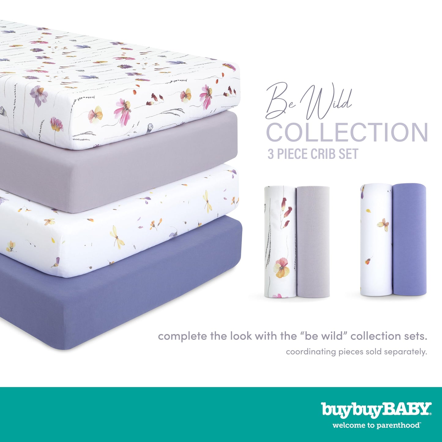 Evolur 3-Piece Crib Bedding Set, Soft & Washable