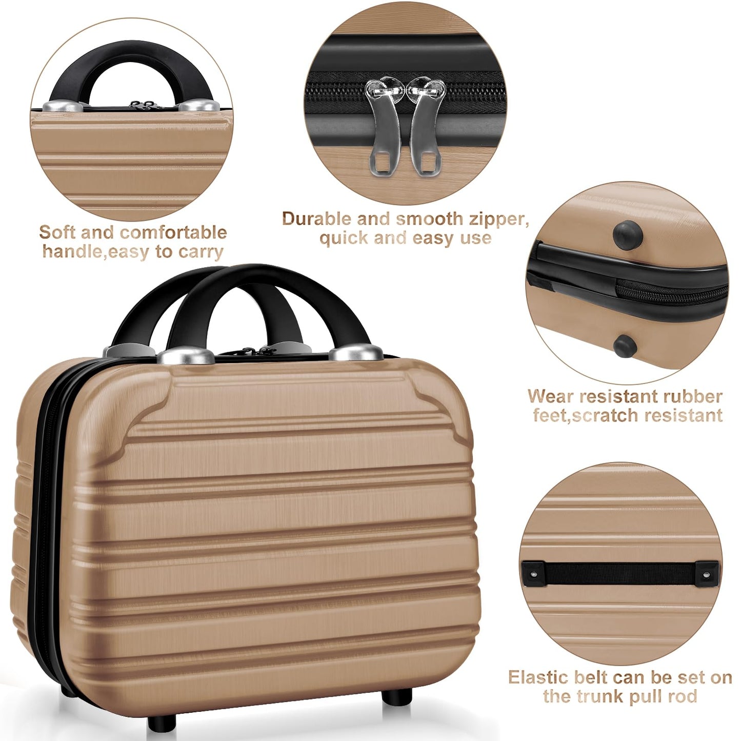 Feybaul Luggage Suitcase PC+ABS with TSA Lock Expandable Hardshell Carry On Luggage with Spinner Wheels 20in 24in 28in… (Champagne, 2-Piece Set(14/20))