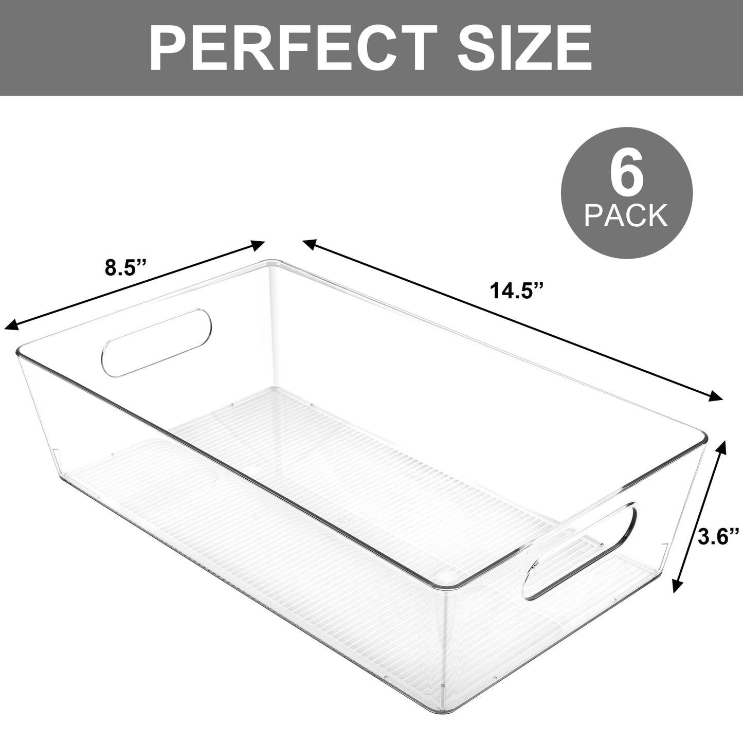 Clear Storage Bins for Home Organization - 6 Pack