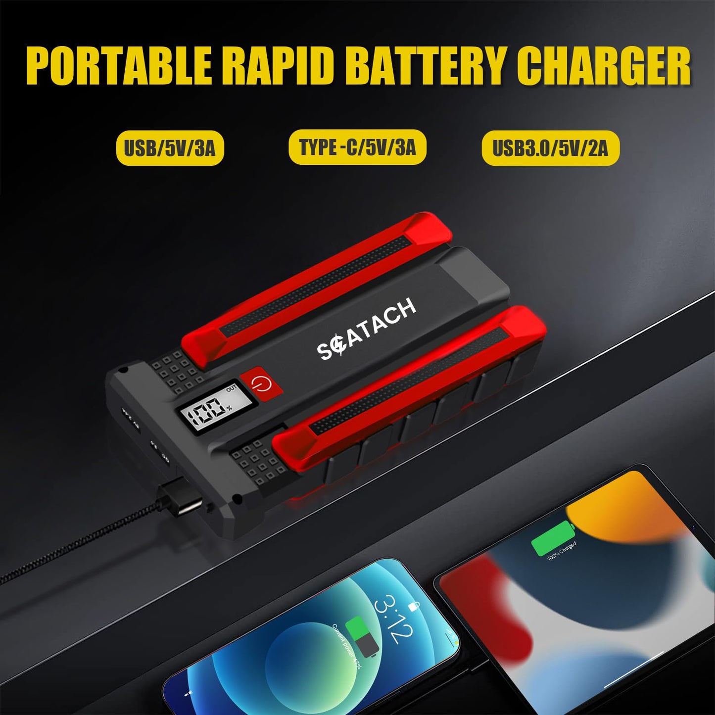 Scatach 3000A Portable Car Jump Starter Pack