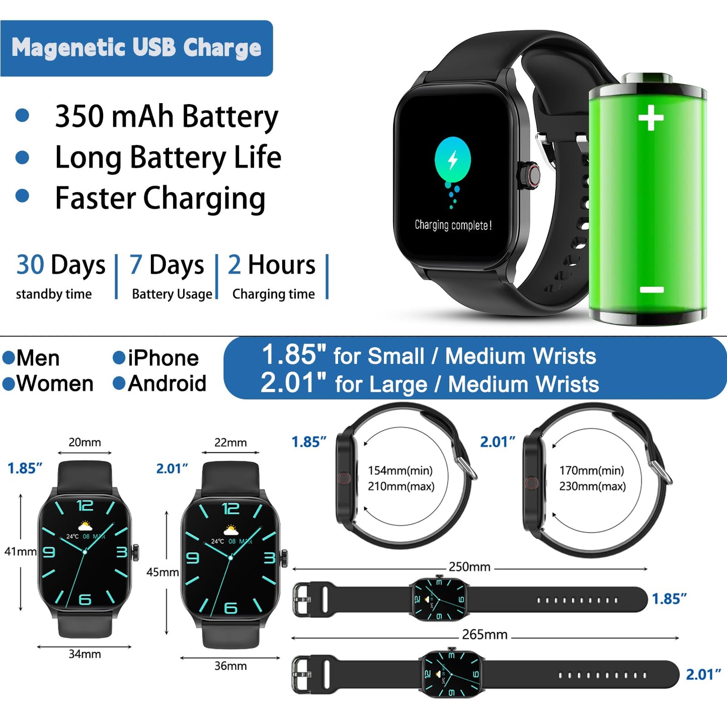 Fitness Tracker Smart Watch with Heart Rate Monitor