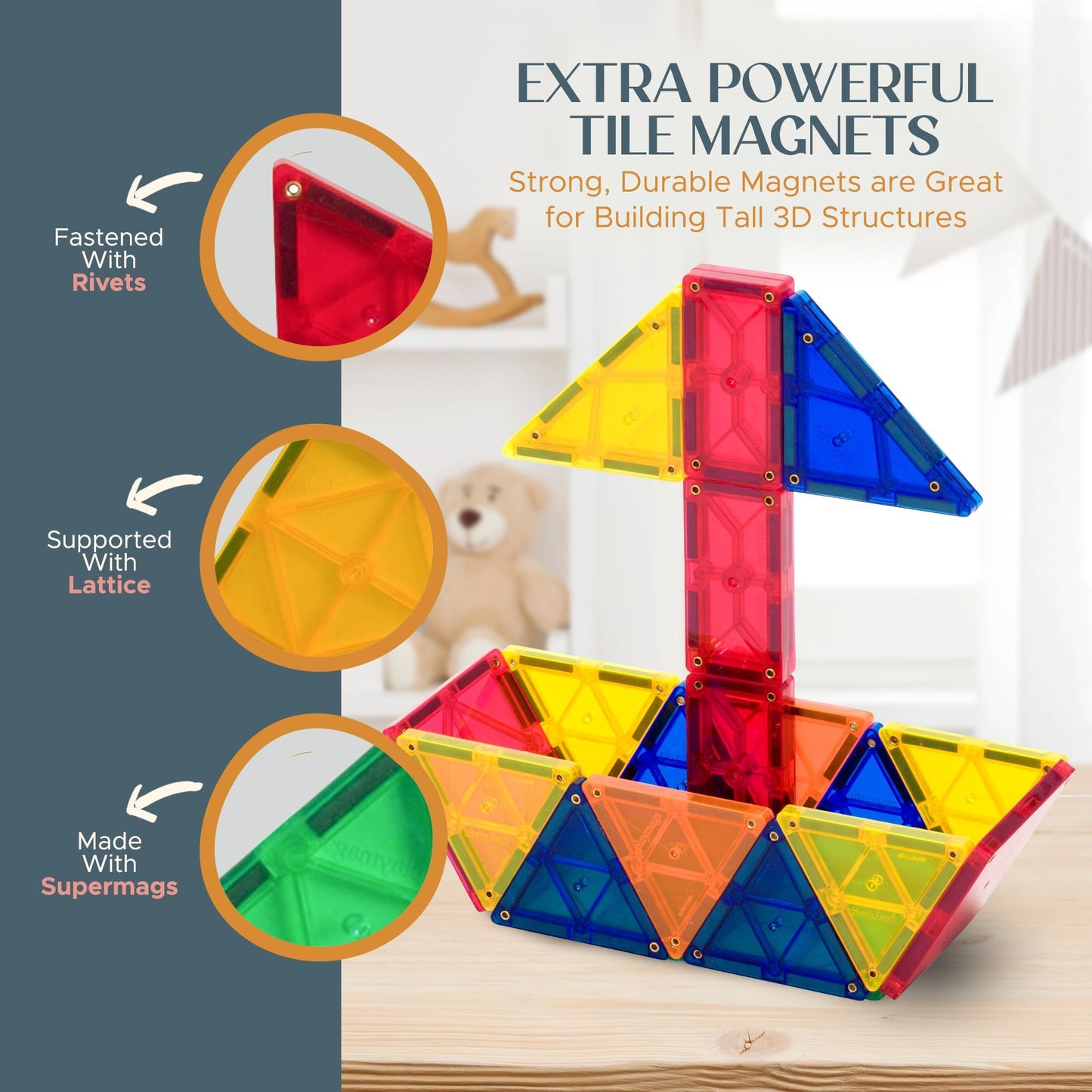 Playmags 100-Piece Magnetic Building Blocks Set