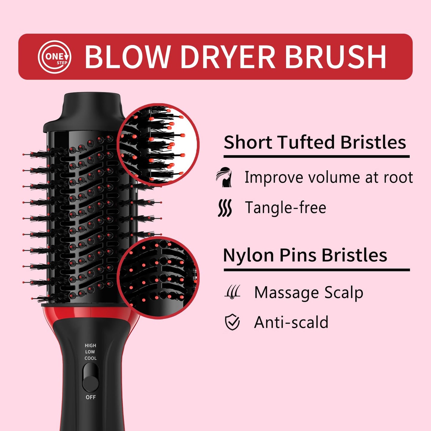 FSNEY Hot Air Hair Dryer Brush for All Types