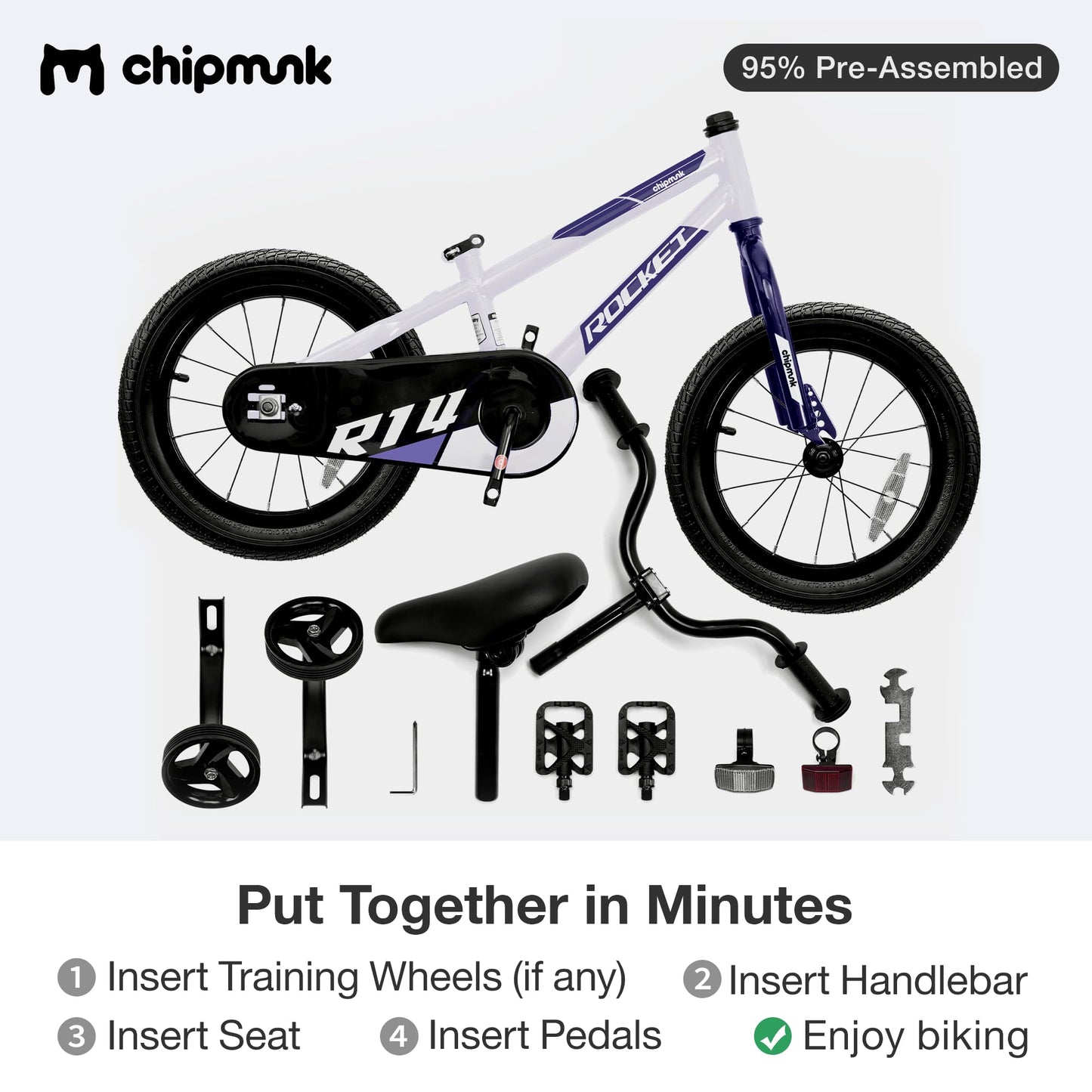 Chipmunk Kids Bike for Ages 3-11, 12-18 Inch
