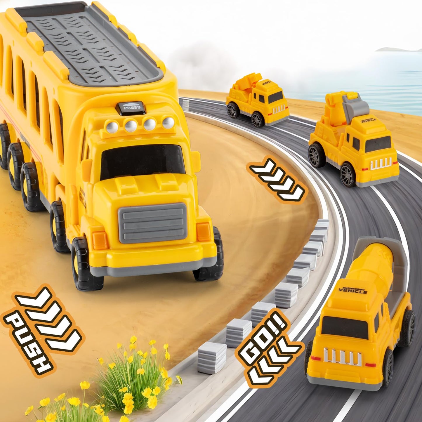 Die-cast Construction Car Carrier Toy Set