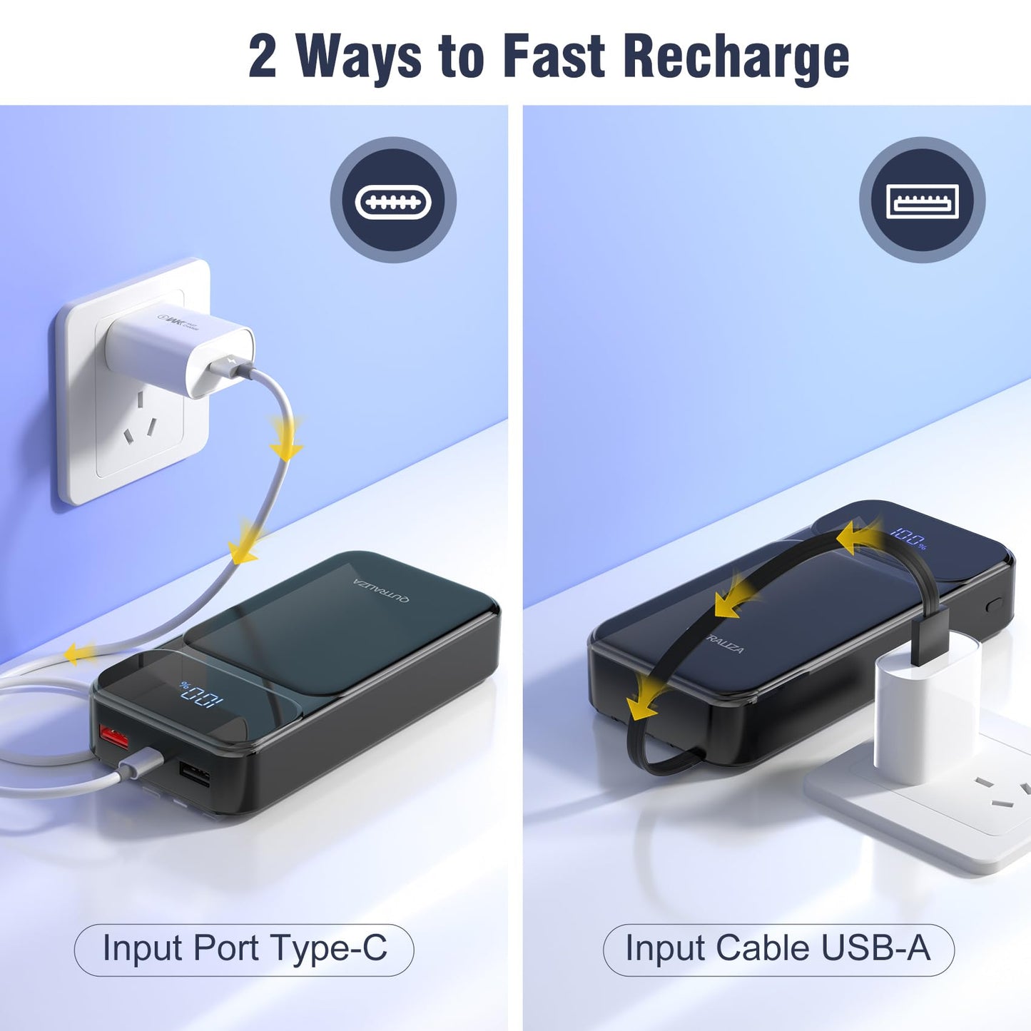 20000mAh Fast Charging Power Bank with Cables
