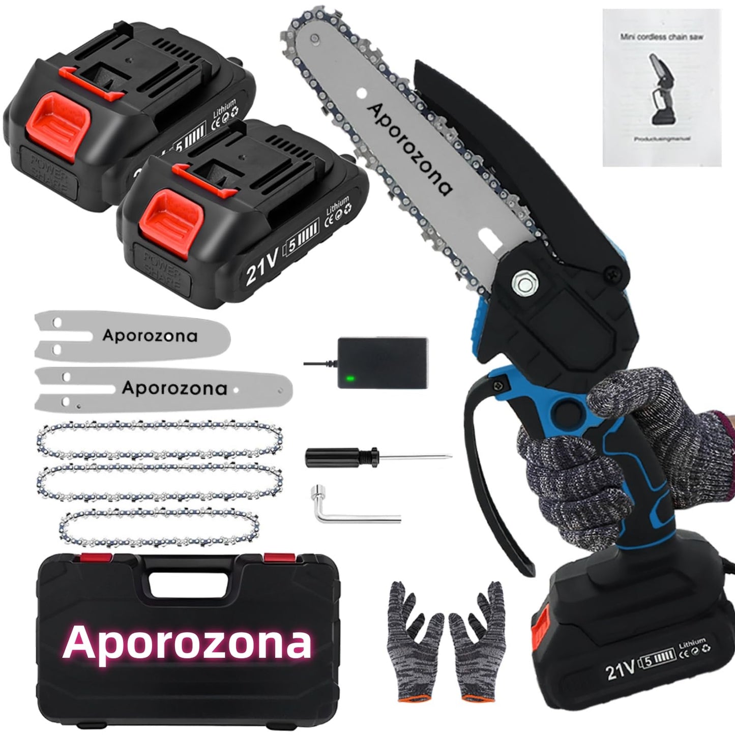 Aporozona 2-in-1 Mini Cordless Chainsaw Set