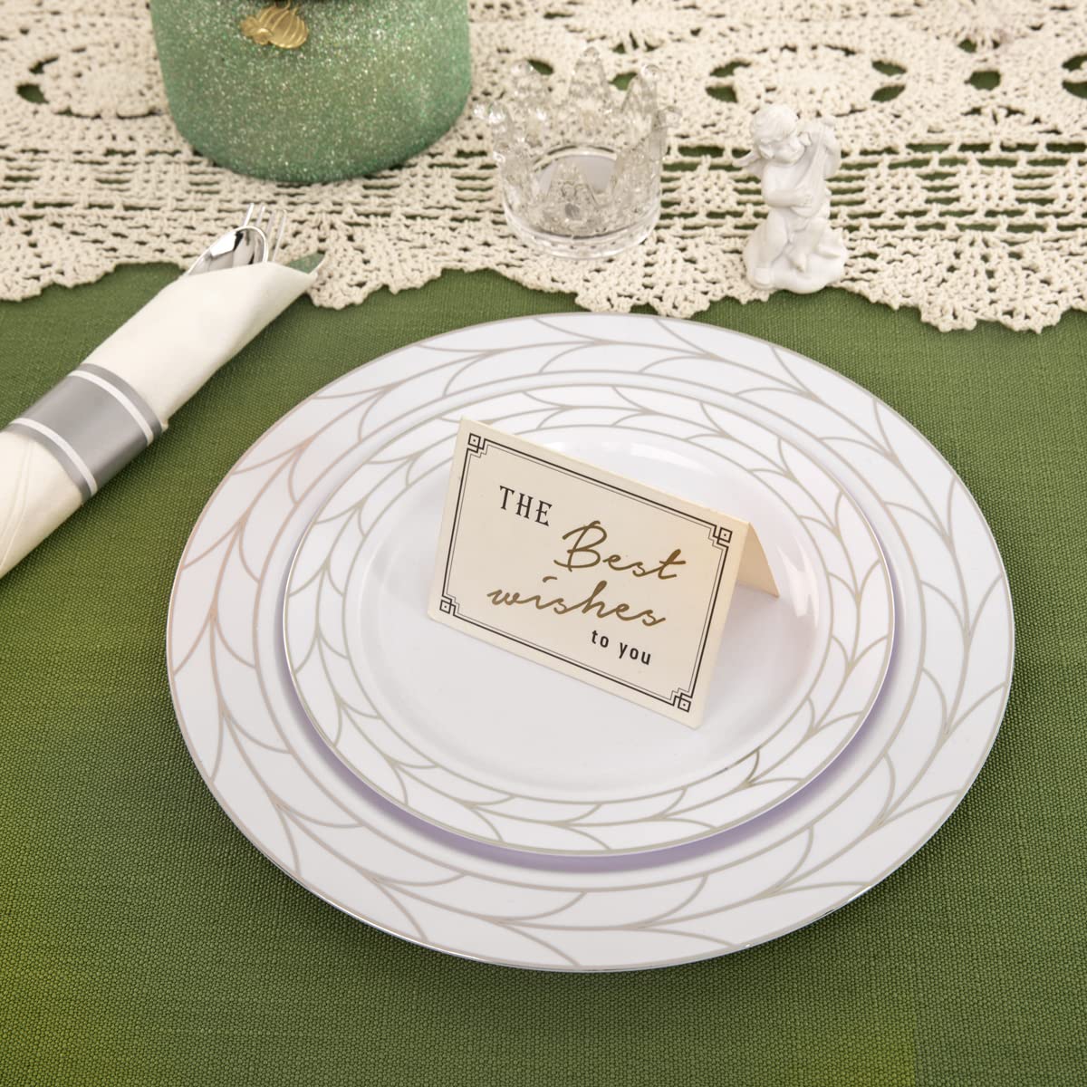 100 Pack Disposable Plastic Party Plates Set